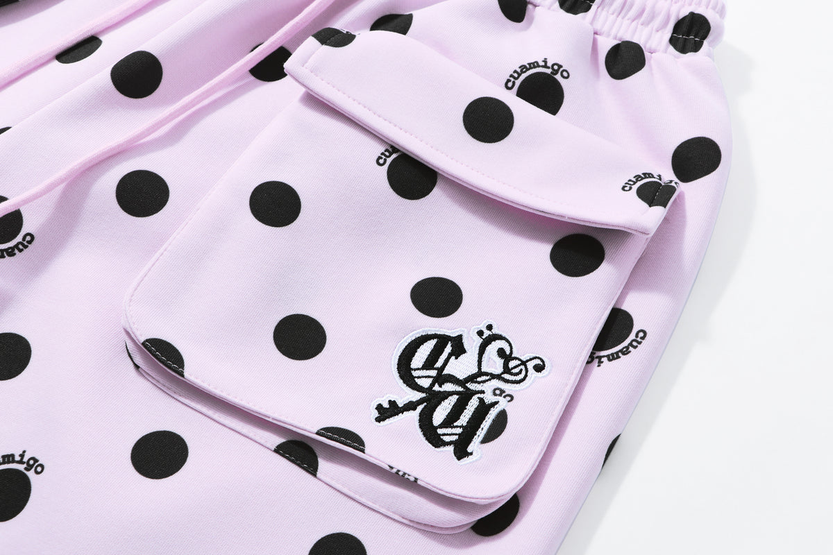 Polka Dot Utility Pocket Wide-Leg Sweatpants
