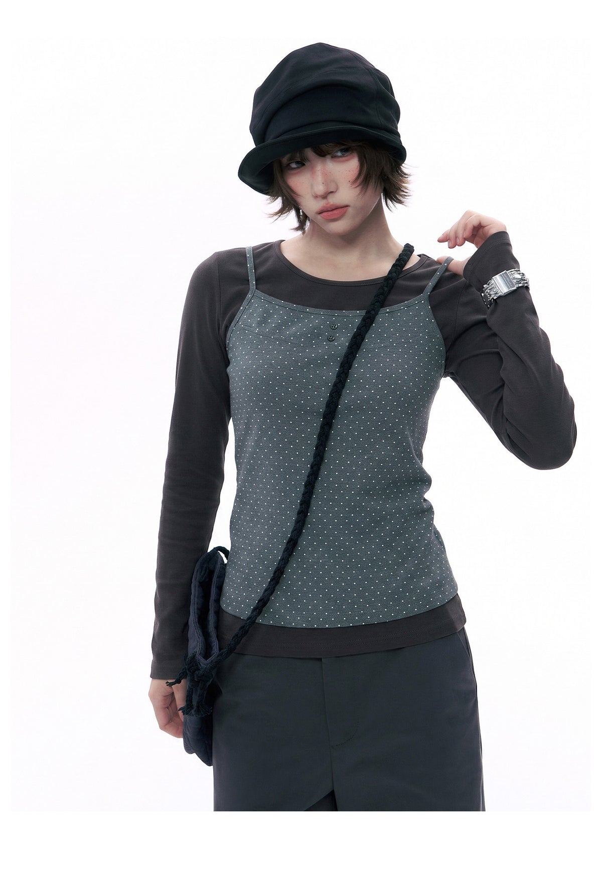 Polka Dot Cami & Long Sleeve Layering Set
