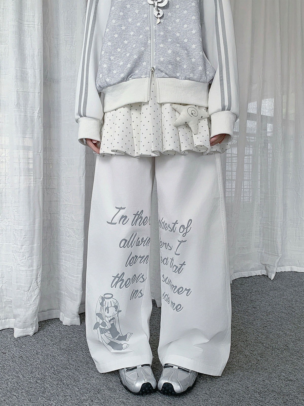 Dreamy Girl Graphic Wide-Leg Pants