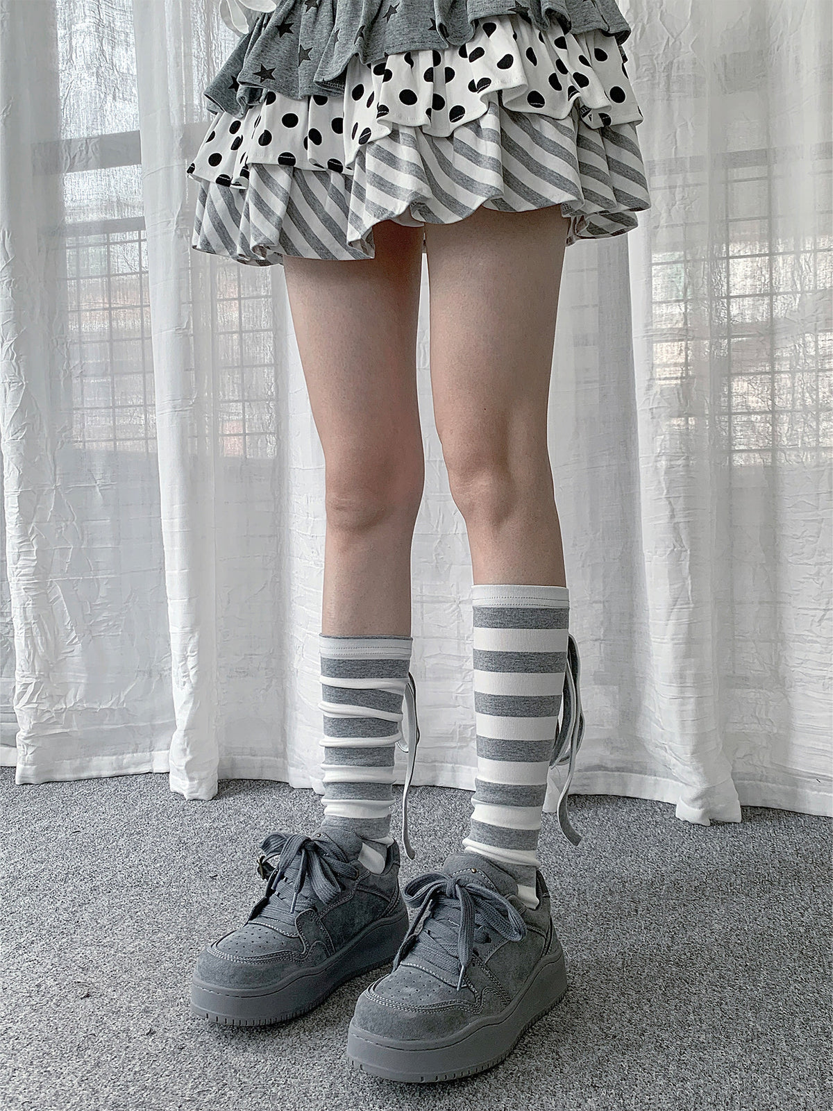 Stripe & Polka Dot Tie Leg Warmers