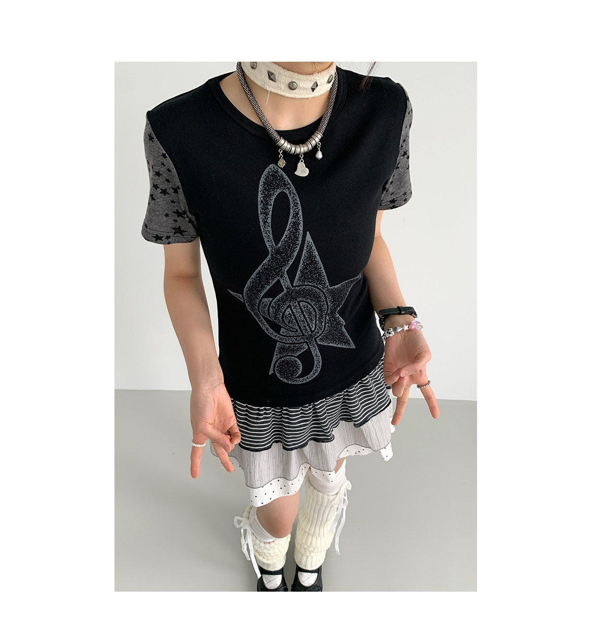 Faded Treble Star-Sleeve Graphic Tee