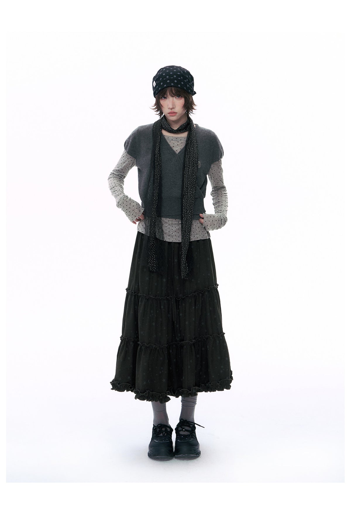 Wool Wrap-Tie V-Neck Knit Top