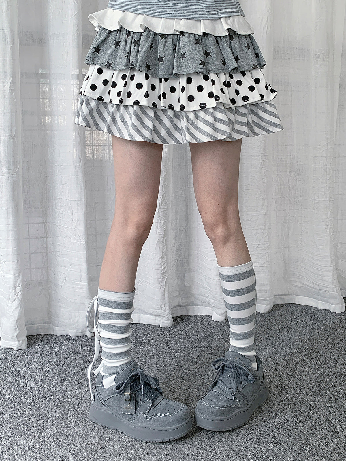 Stripe & Polka Dot Tie Leg Warmers