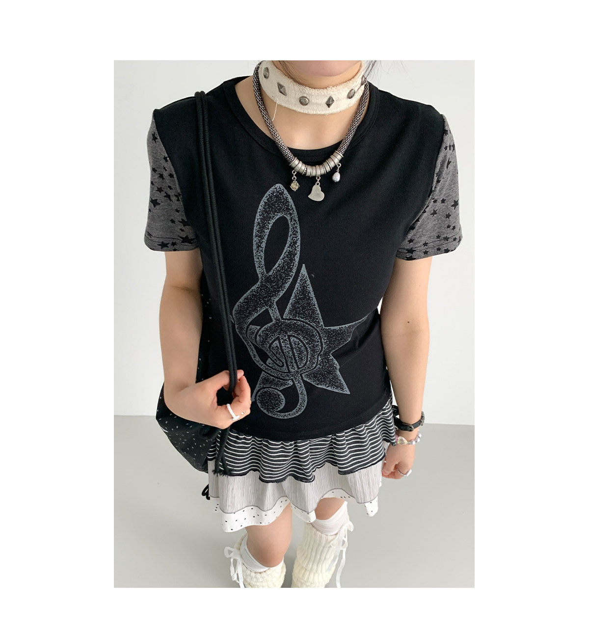 Faded Treble Star-Sleeve Graphic Tee