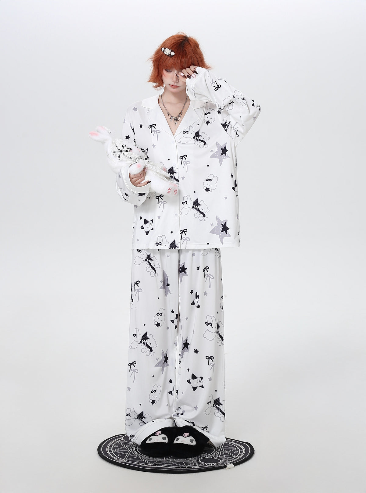 Bunny Star Print Long-Sleeve Pajama Set