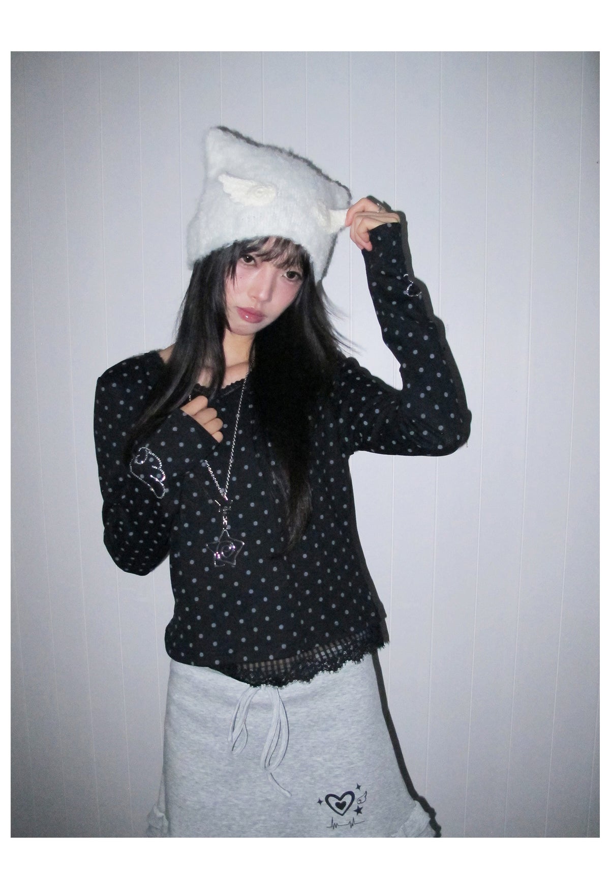 Heart Pulse Drawstring Ruffle Mini Skirt