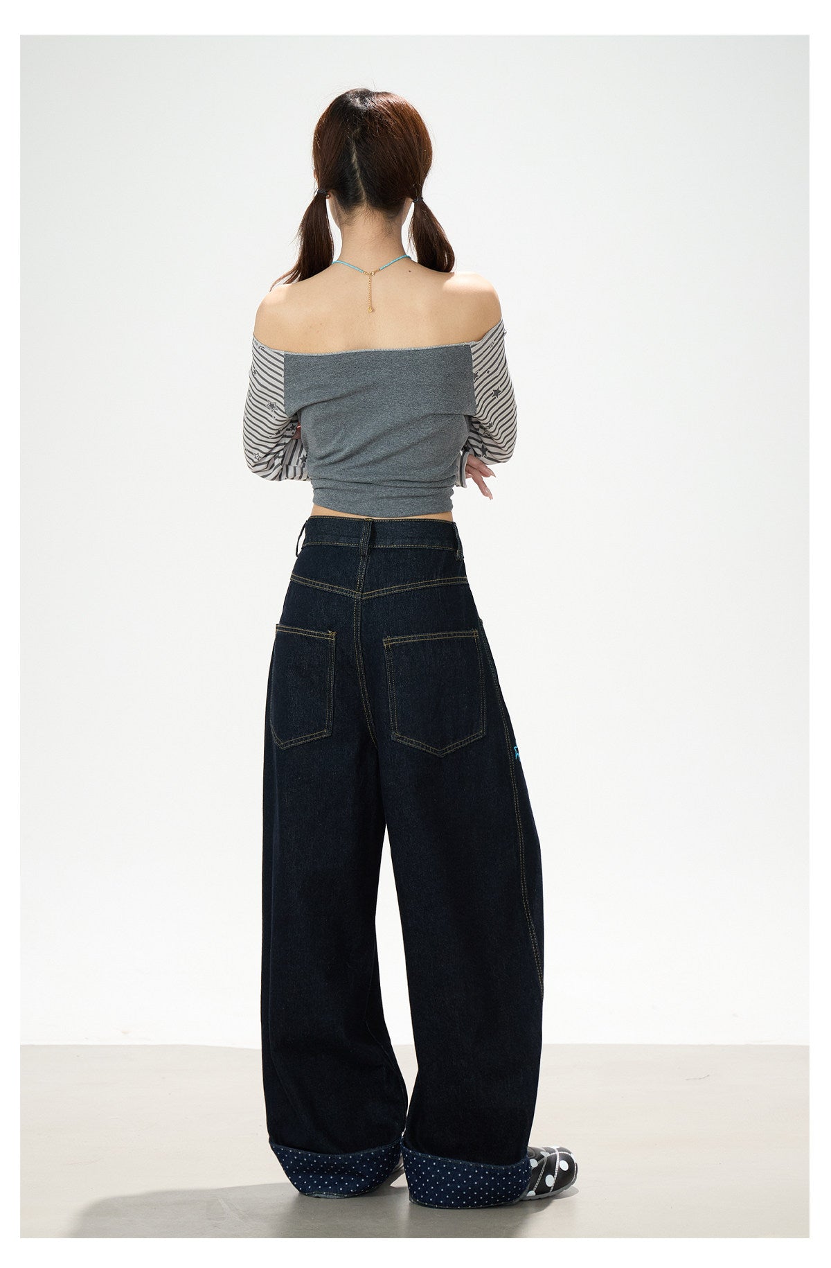 Puppy & Star Graphic Washed Wide-Leg Jeans