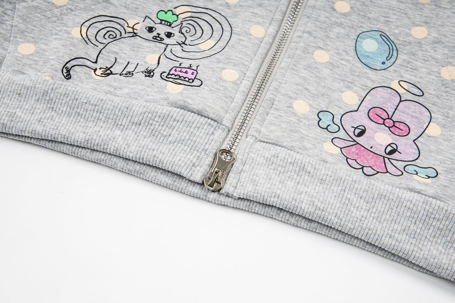 Pastel Doodle Polka Dot Cropped Zip Hoodie