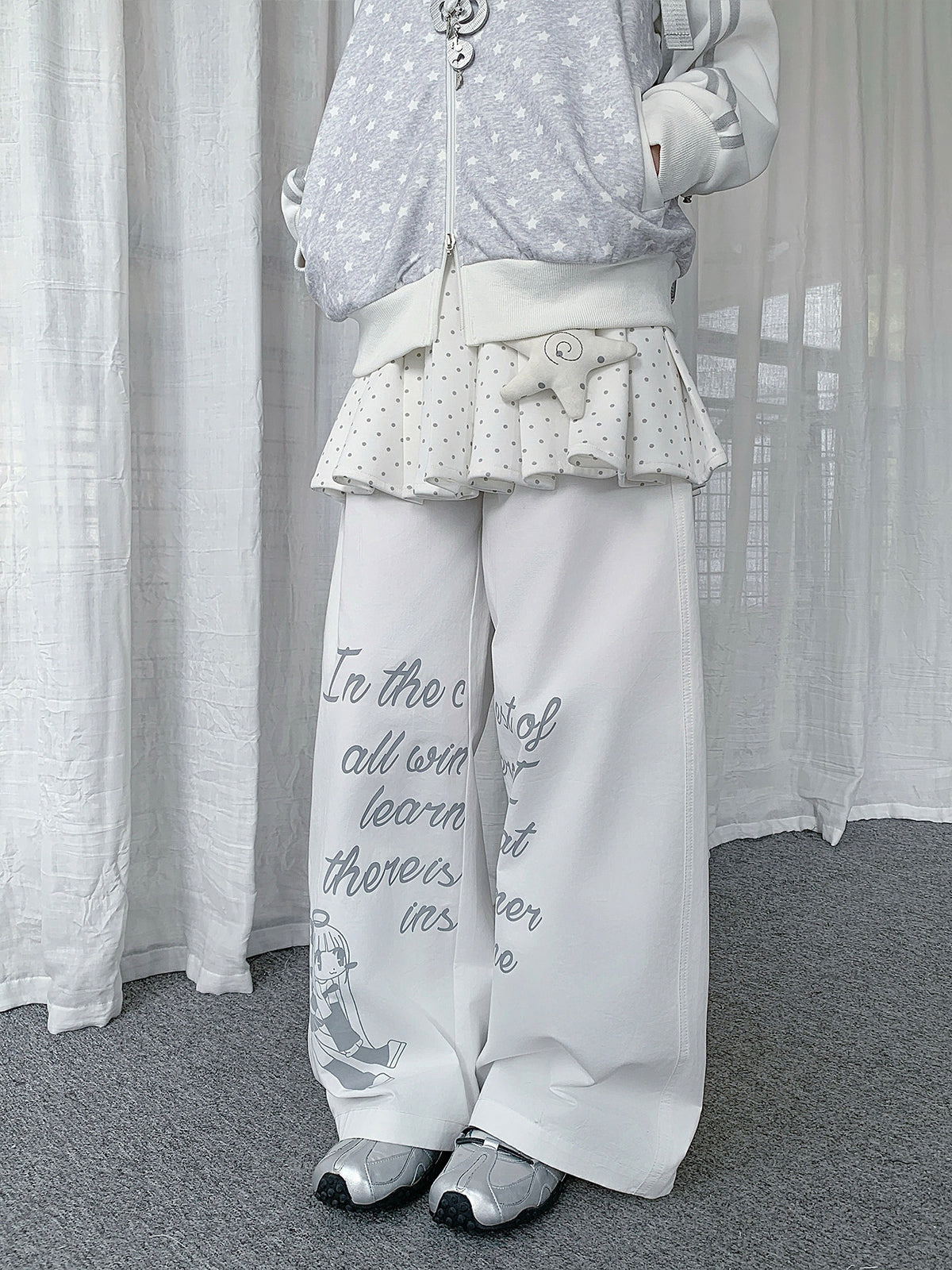 Dreamy Girl Graphic Wide-Leg Pants