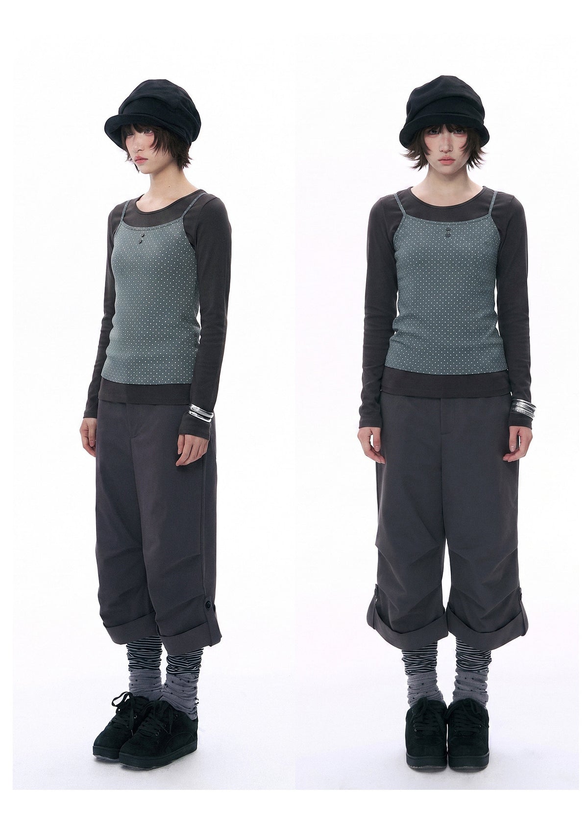Polka Dot Cami & Long Sleeve Layering Set