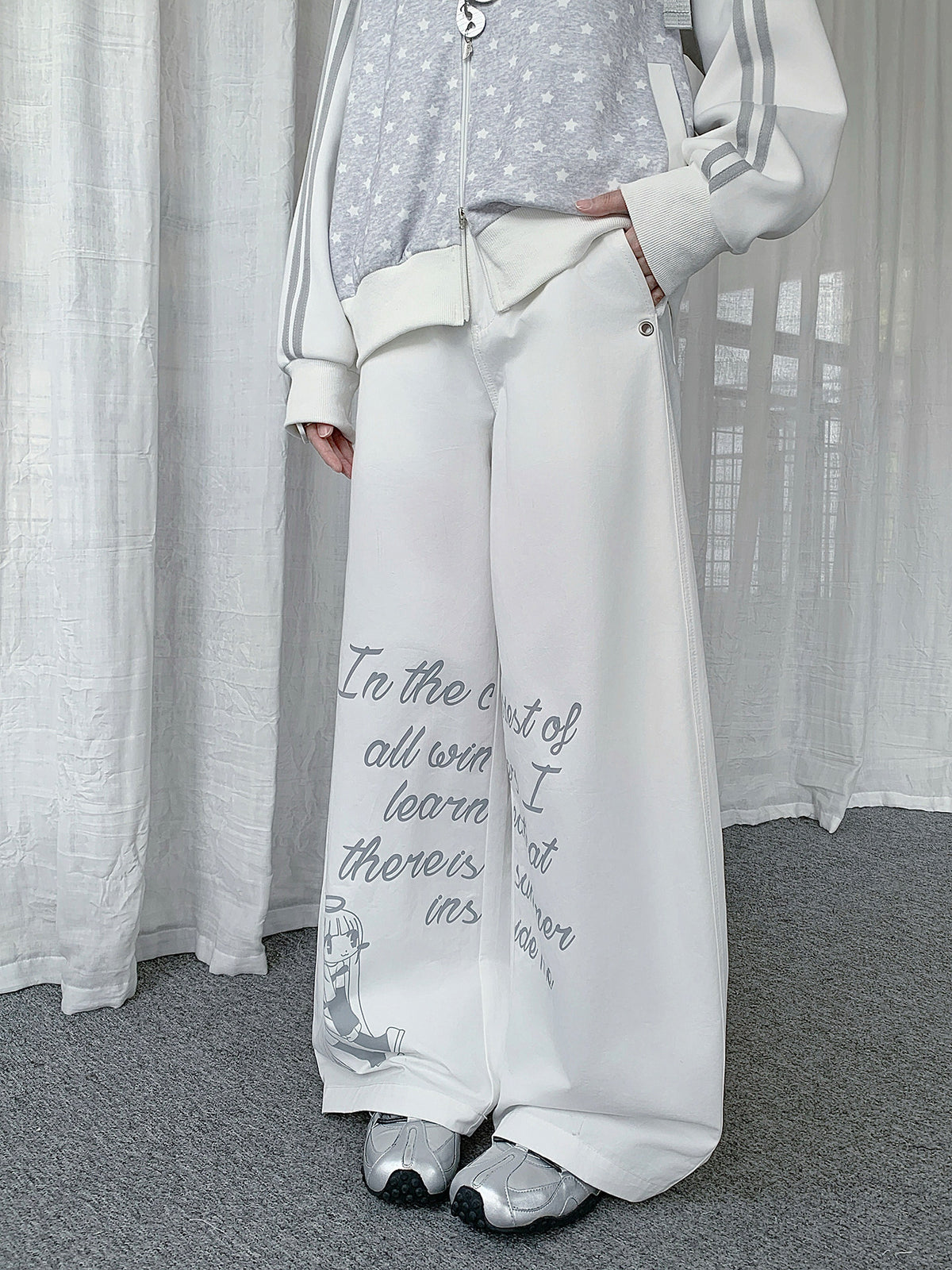 Dreamy Girl Graphic Wide-Leg Pants
