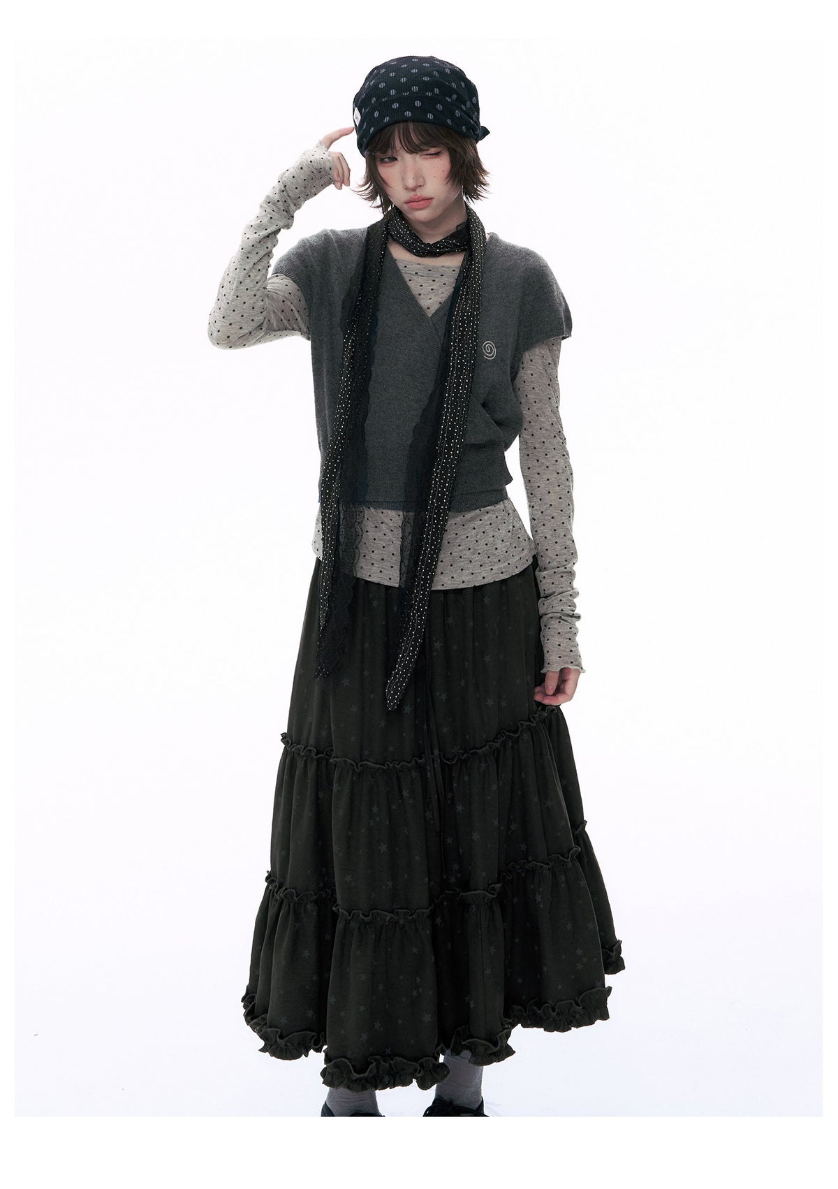 Wool Wrap-Tie V-Neck Knit Top