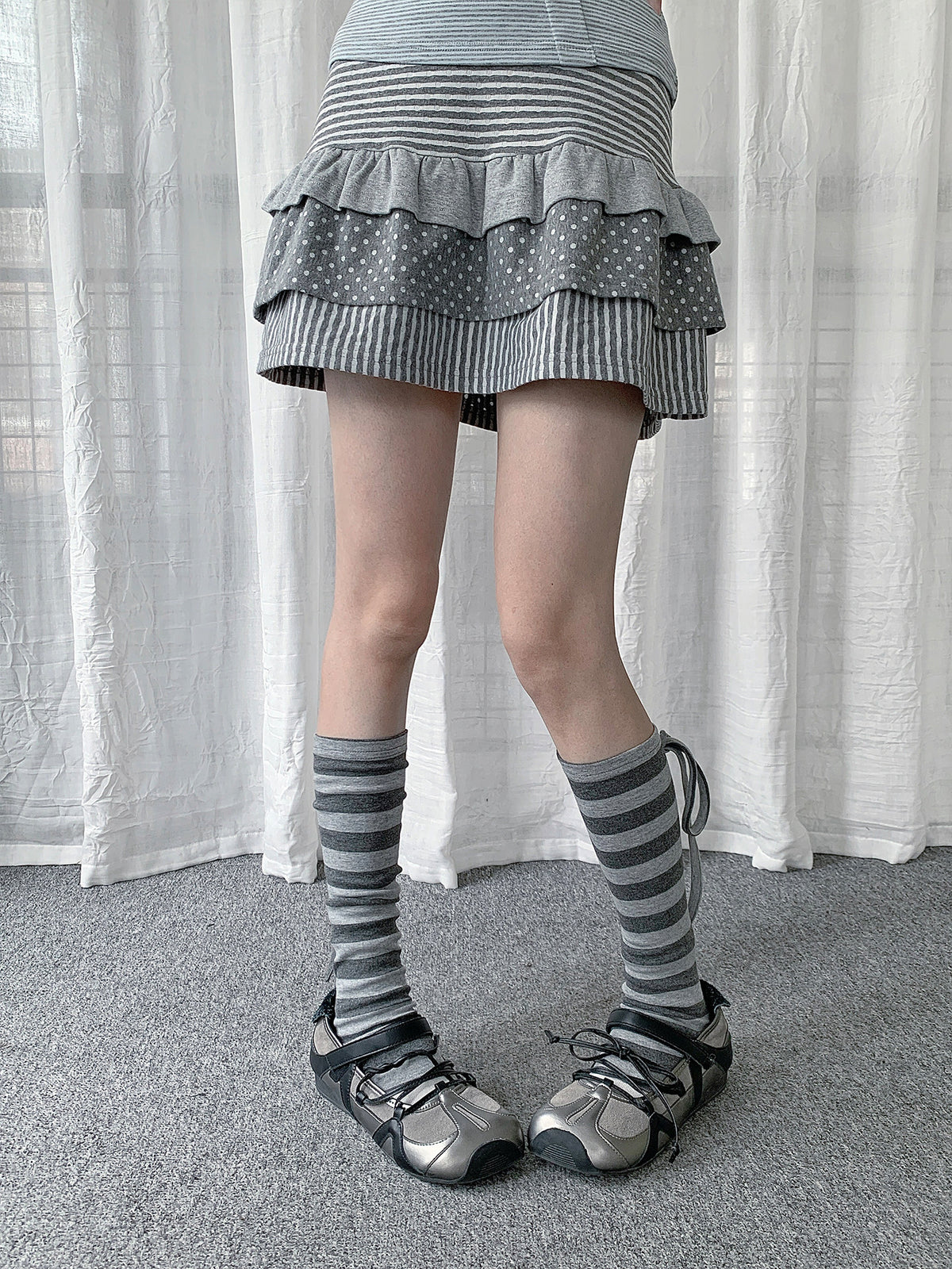 Stripe & Polka Dot Tie Leg Warmers
