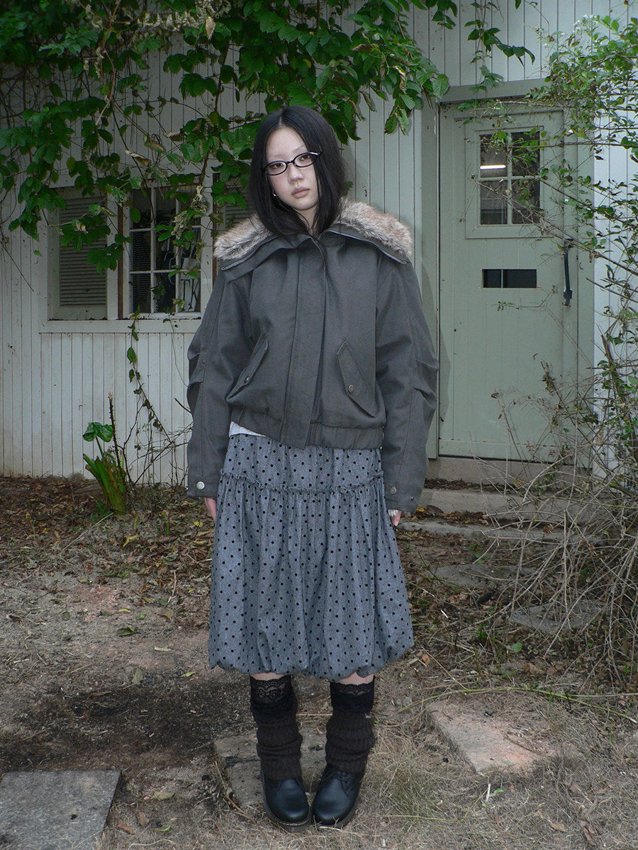 Polka Dot Balloon Midi Skirt