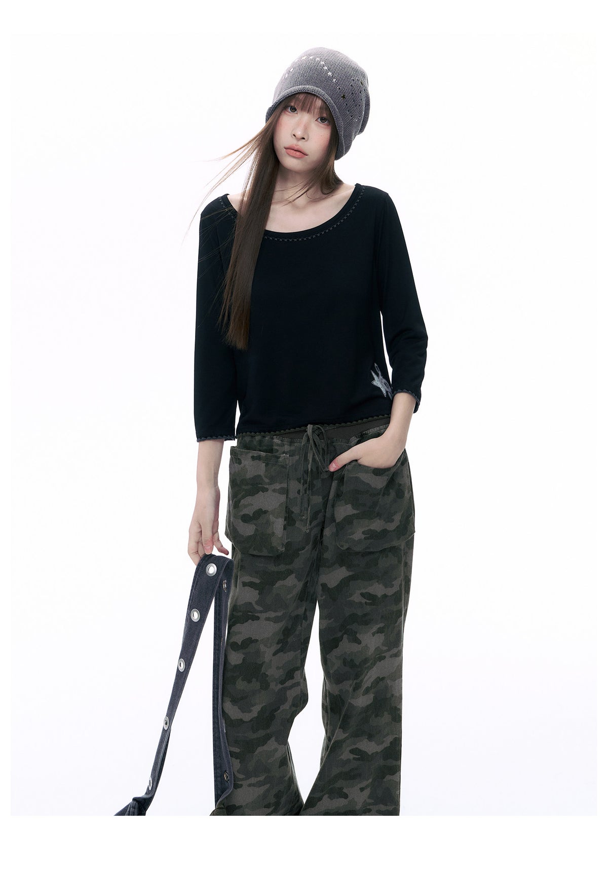 Music Star Back-Tie 3/4 Sleeve Top