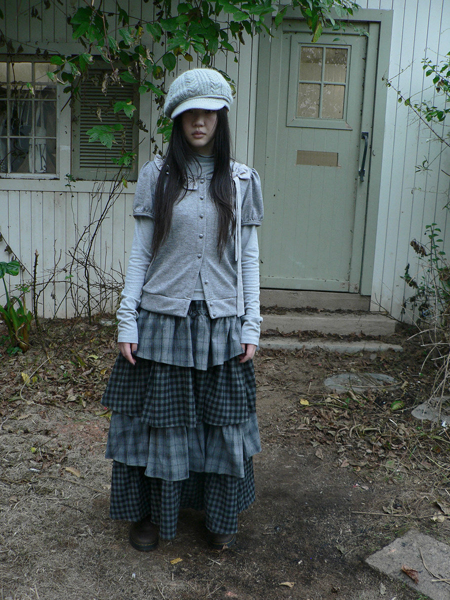 Bow-Detail Knit Cardigan & Long Sleeve Two-Piece Set