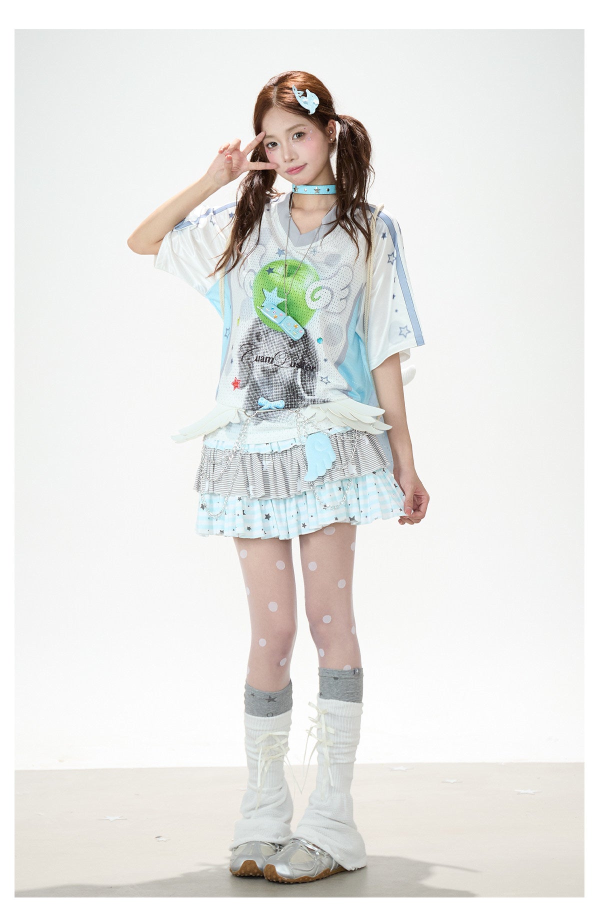 Angel Fruit Mesh Tee & Pink Camo Cargo Shorts