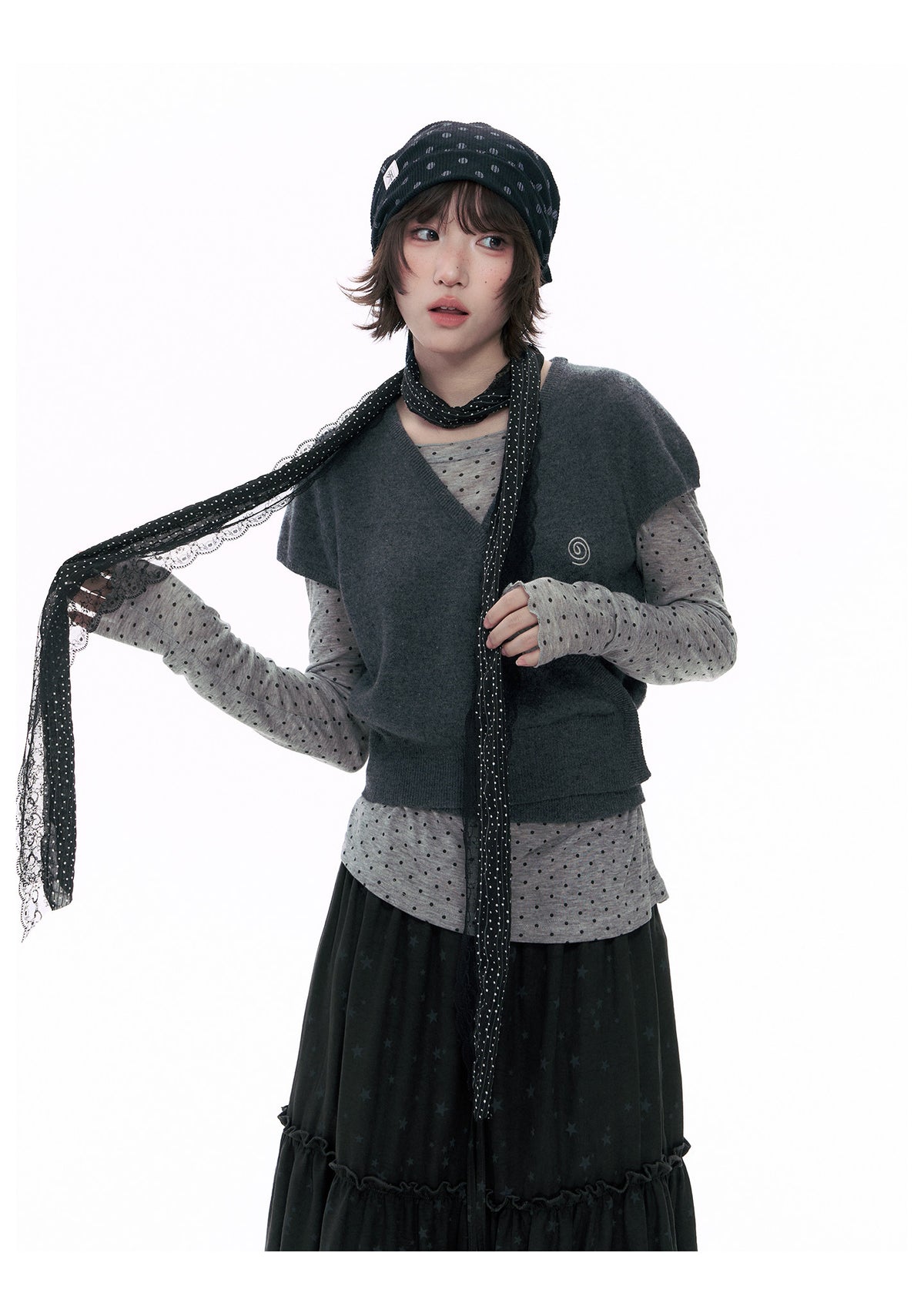 Wool Wrap-Tie V-Neck Knit Top