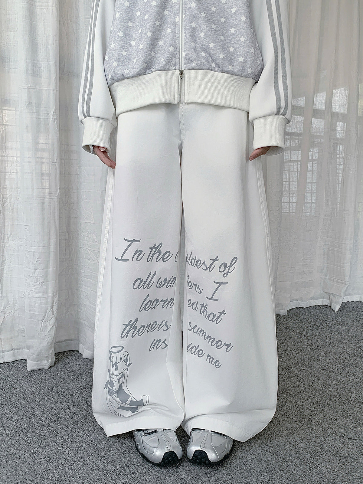 Dreamy Girl Graphic Wide-Leg Pants