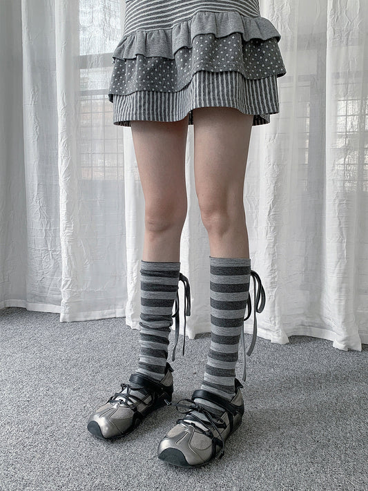 Stripe & Polka Dot Tie Leg Warmers