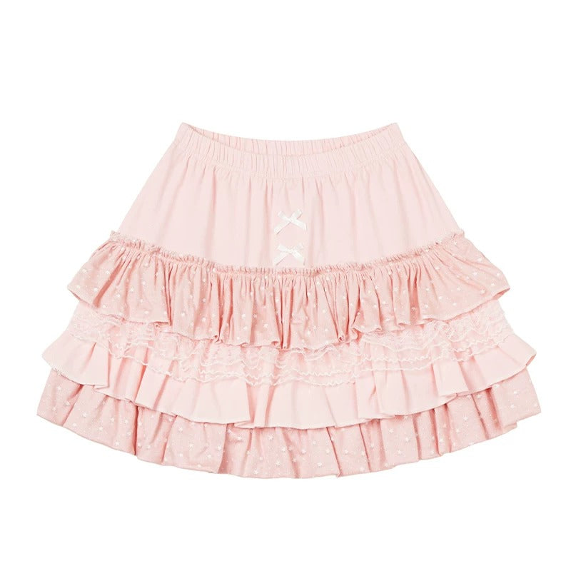Hand-Drawn Polka-Dot Zip-Up Hoodie & Pink Ruffle Mini Skirt