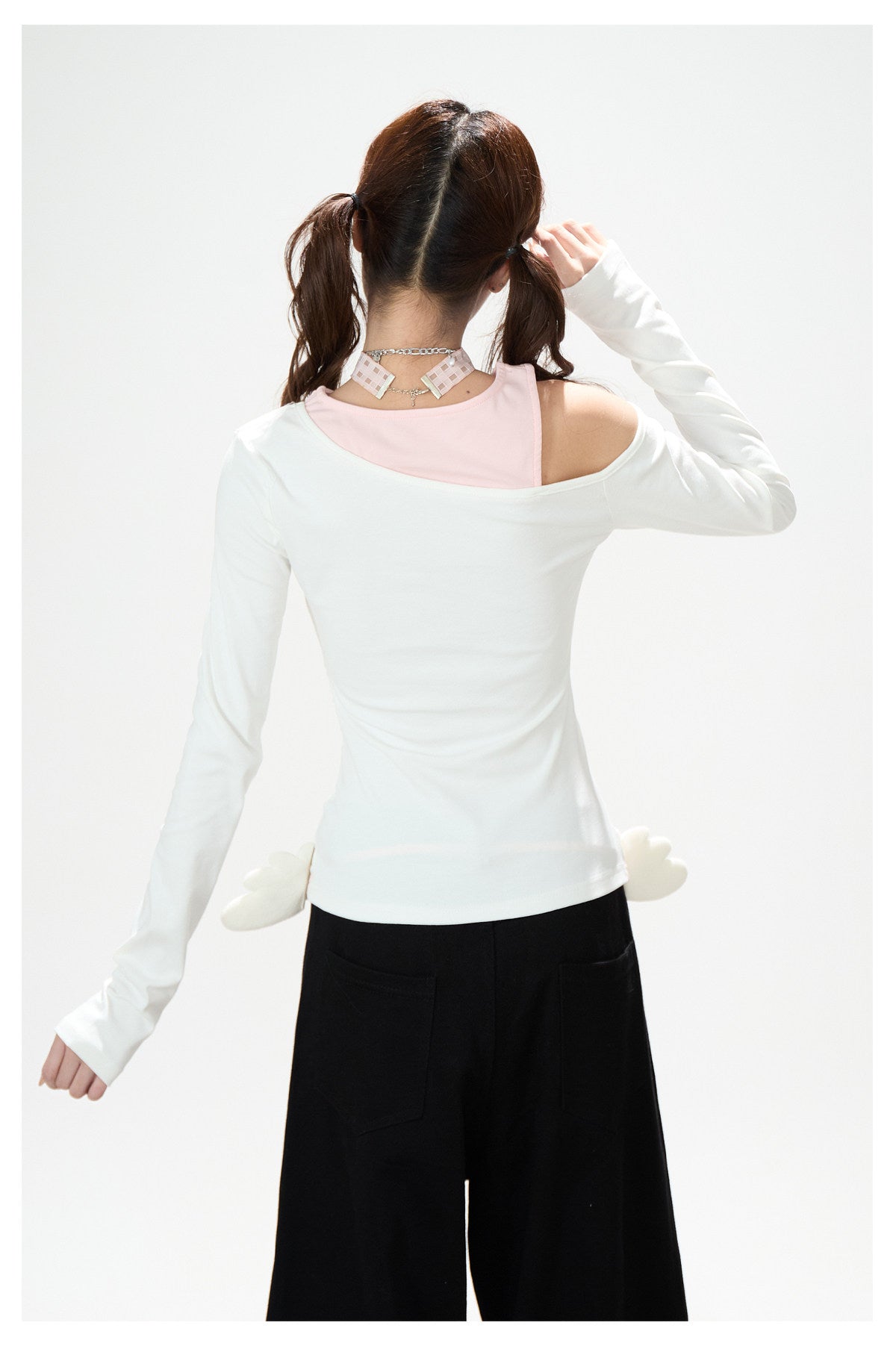 Star Melody Off-Shoulder Long Sleeve Top & Contrast Pocket Wide-Leg Pants