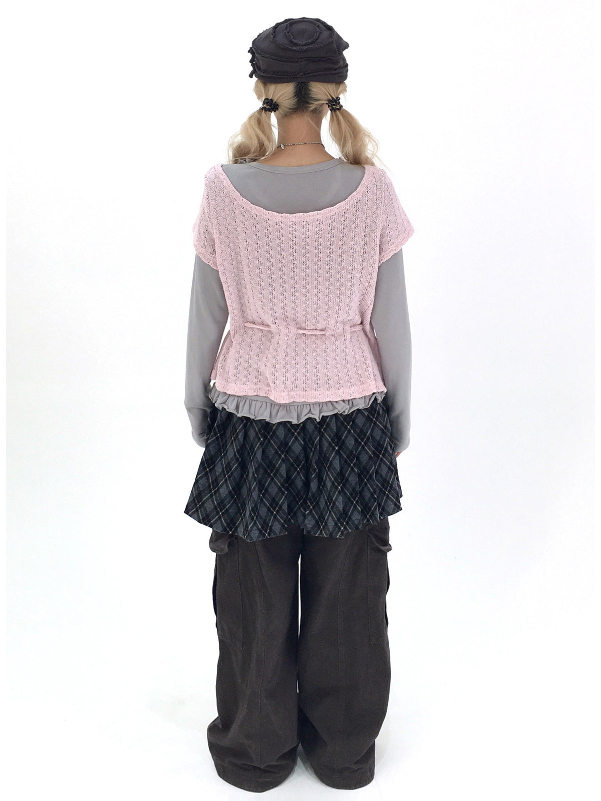 Blush Angel Wing Faux-Layer Knit Long Sleeve Top