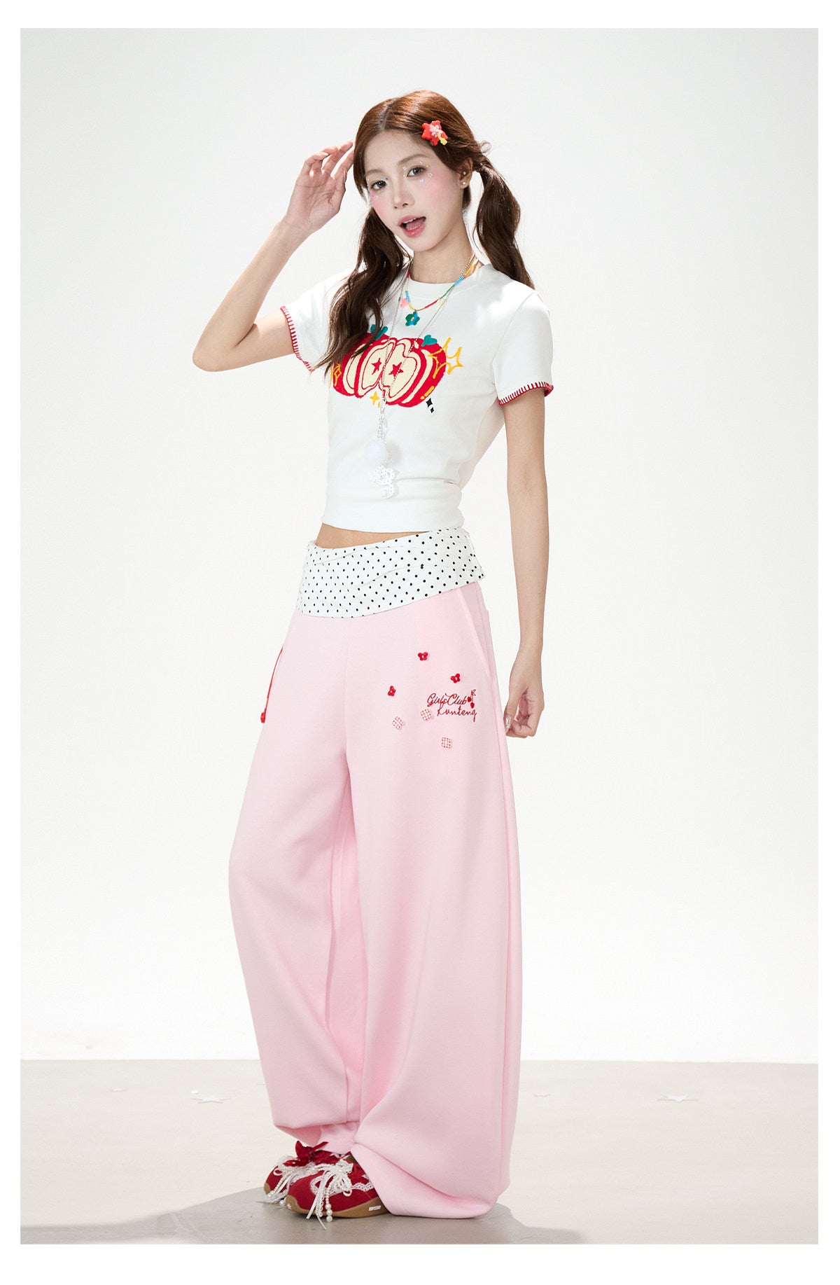 Apple Star Graphic Baby Tee & Denim Bermuda Pants