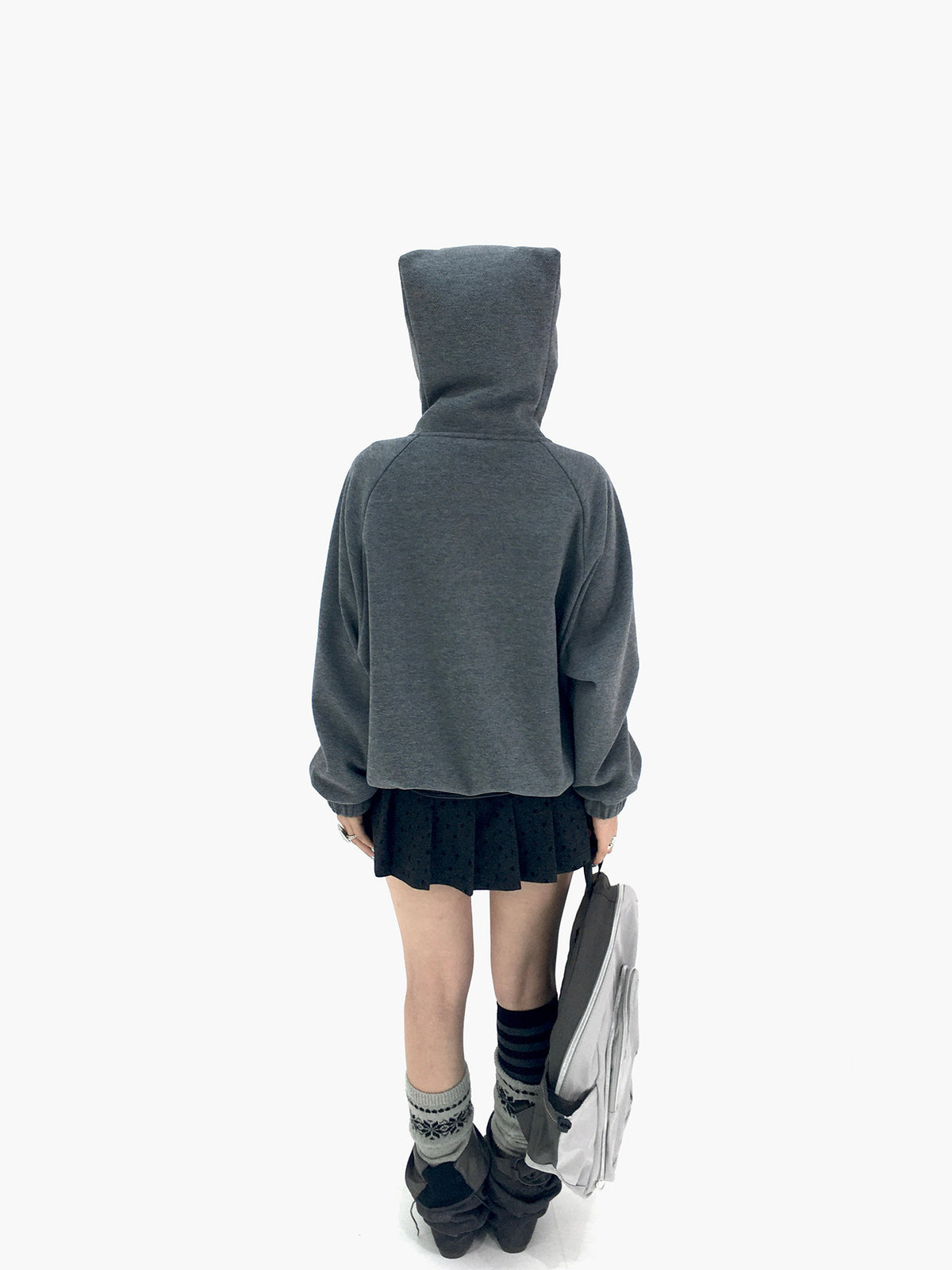 Cloud Gray Cat Ear Wing Pocket Hooded Jacket