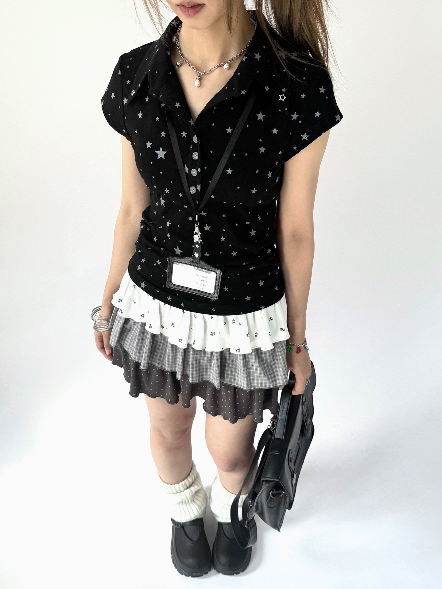 Floral Plaid Tiered Low-Rise Mini Skirt