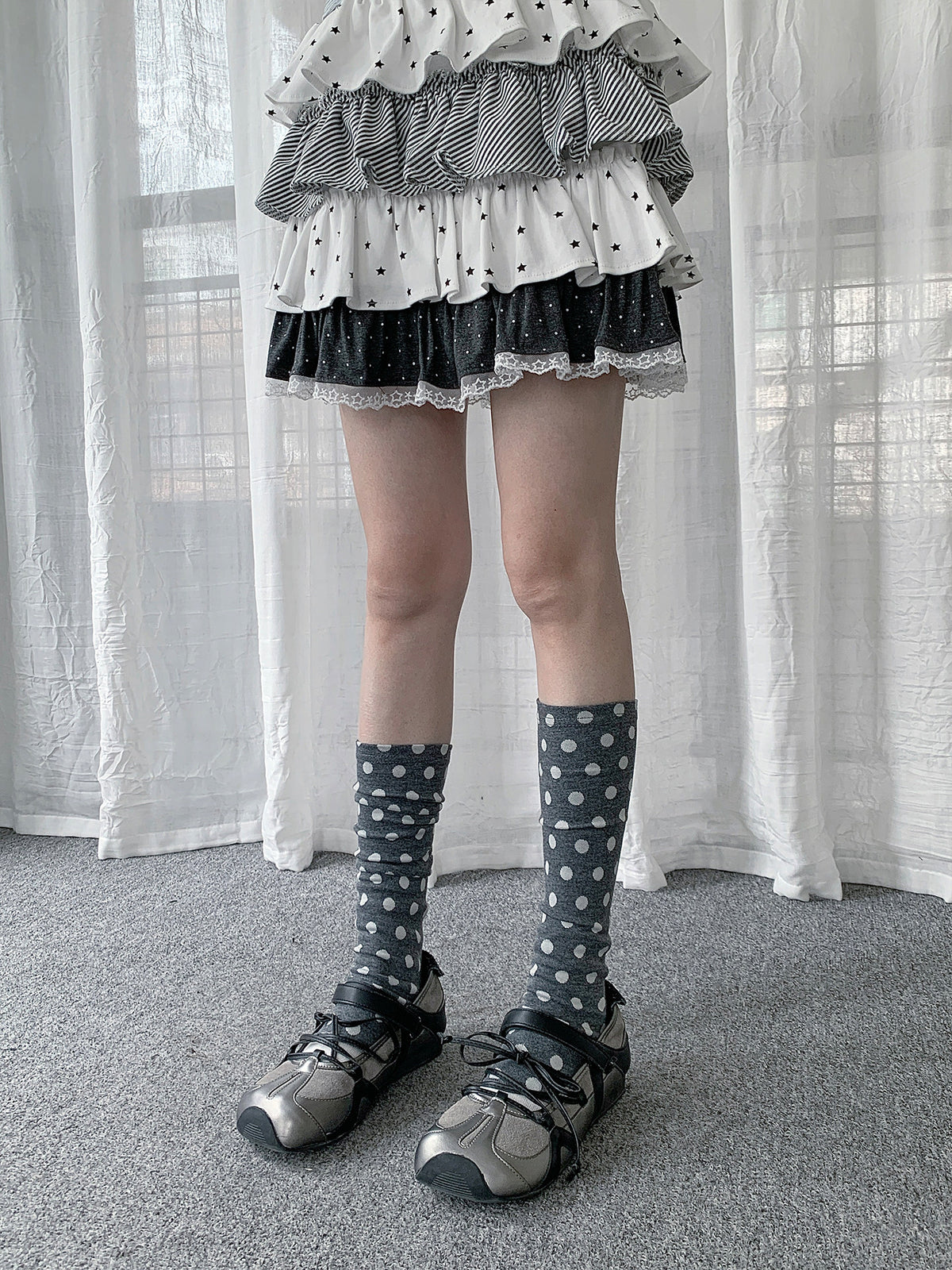 Stripe & Polka Dot Tie Leg Warmers