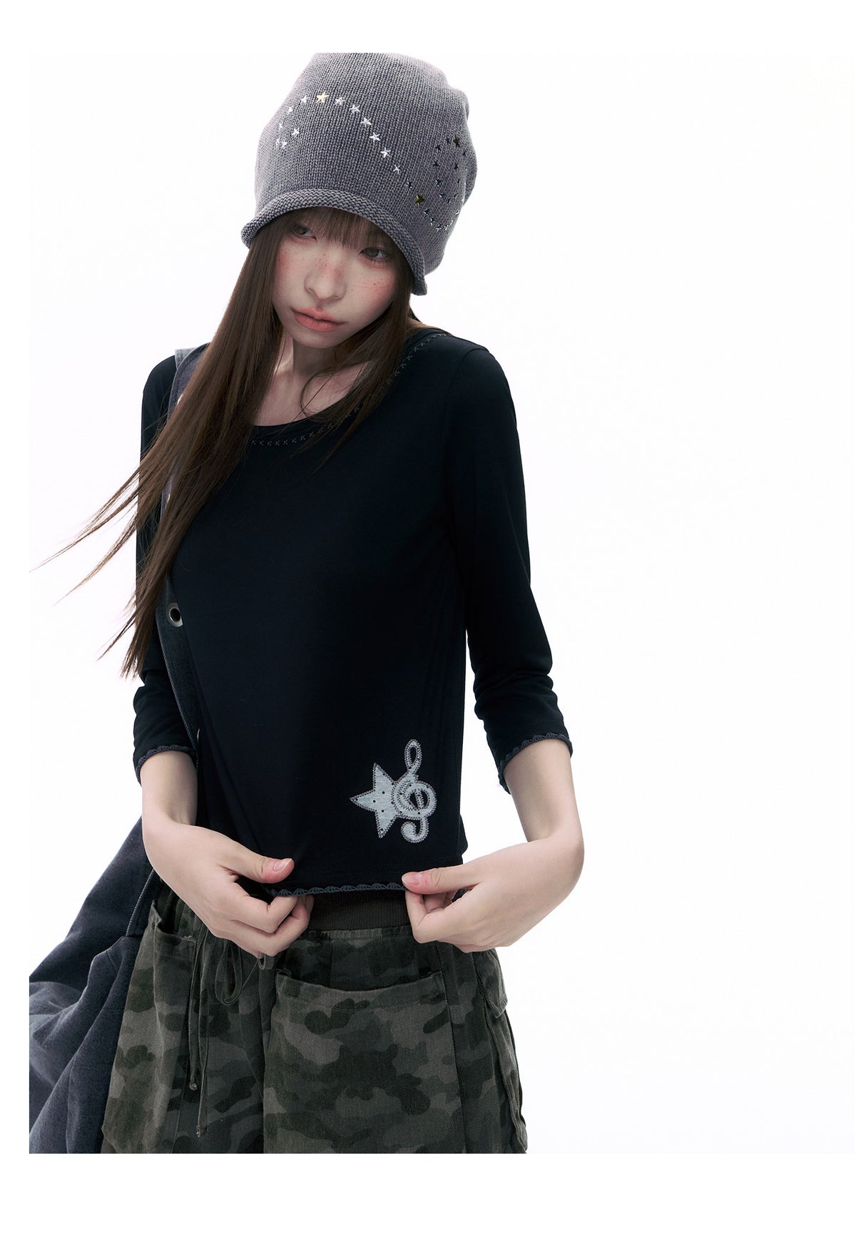 Music Star Back-Tie 3/4 Sleeve Top
