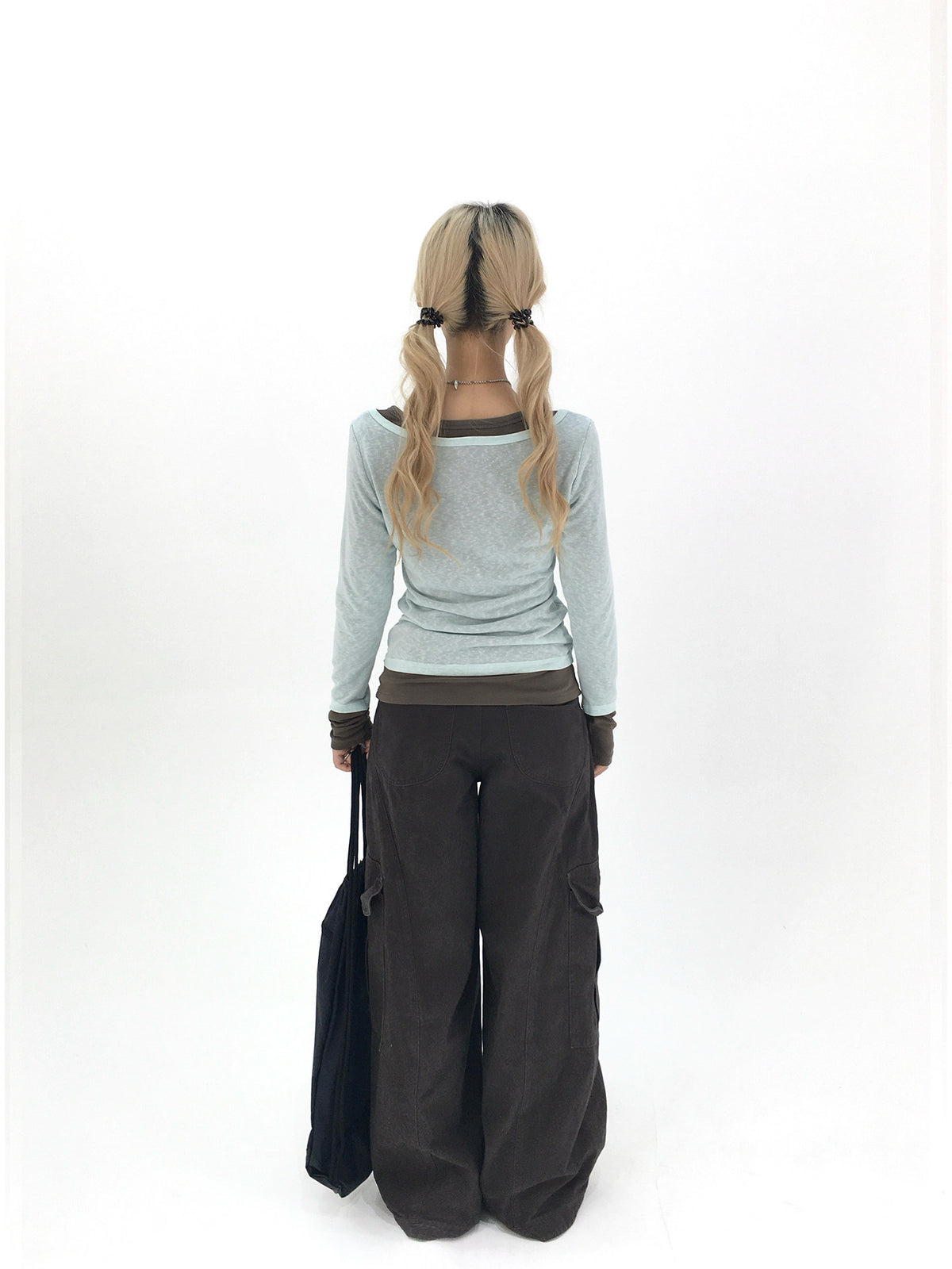 Mist Aqua Ruffle Star Faux-Layer Long Sleeve Top