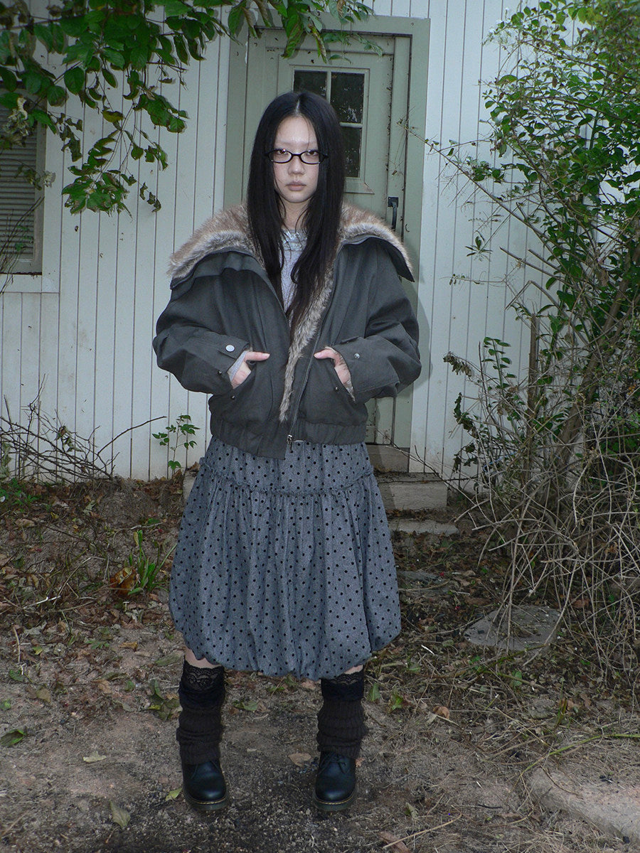 Polka Dot Balloon Midi Skirt