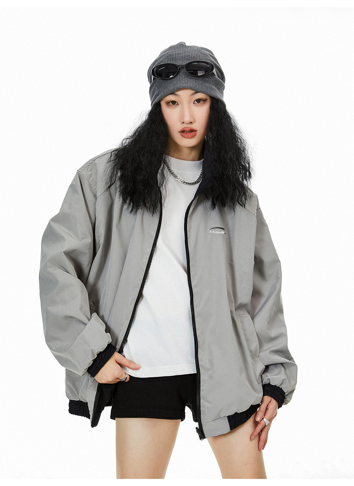 Reversible Nylon Stadium Jacket — 3-Stripe Embroidery