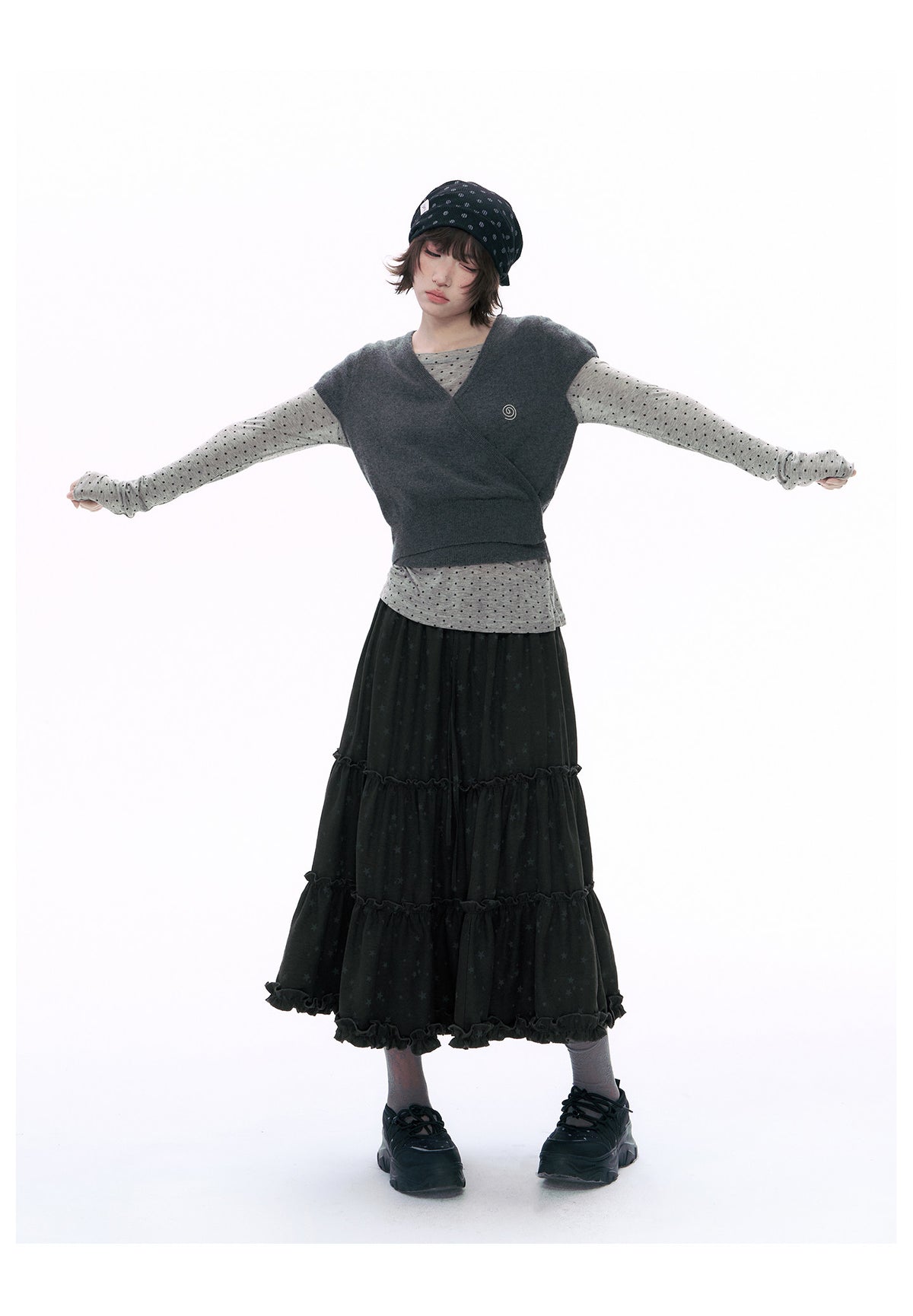 Wool Wrap-Tie V-Neck Knit Top