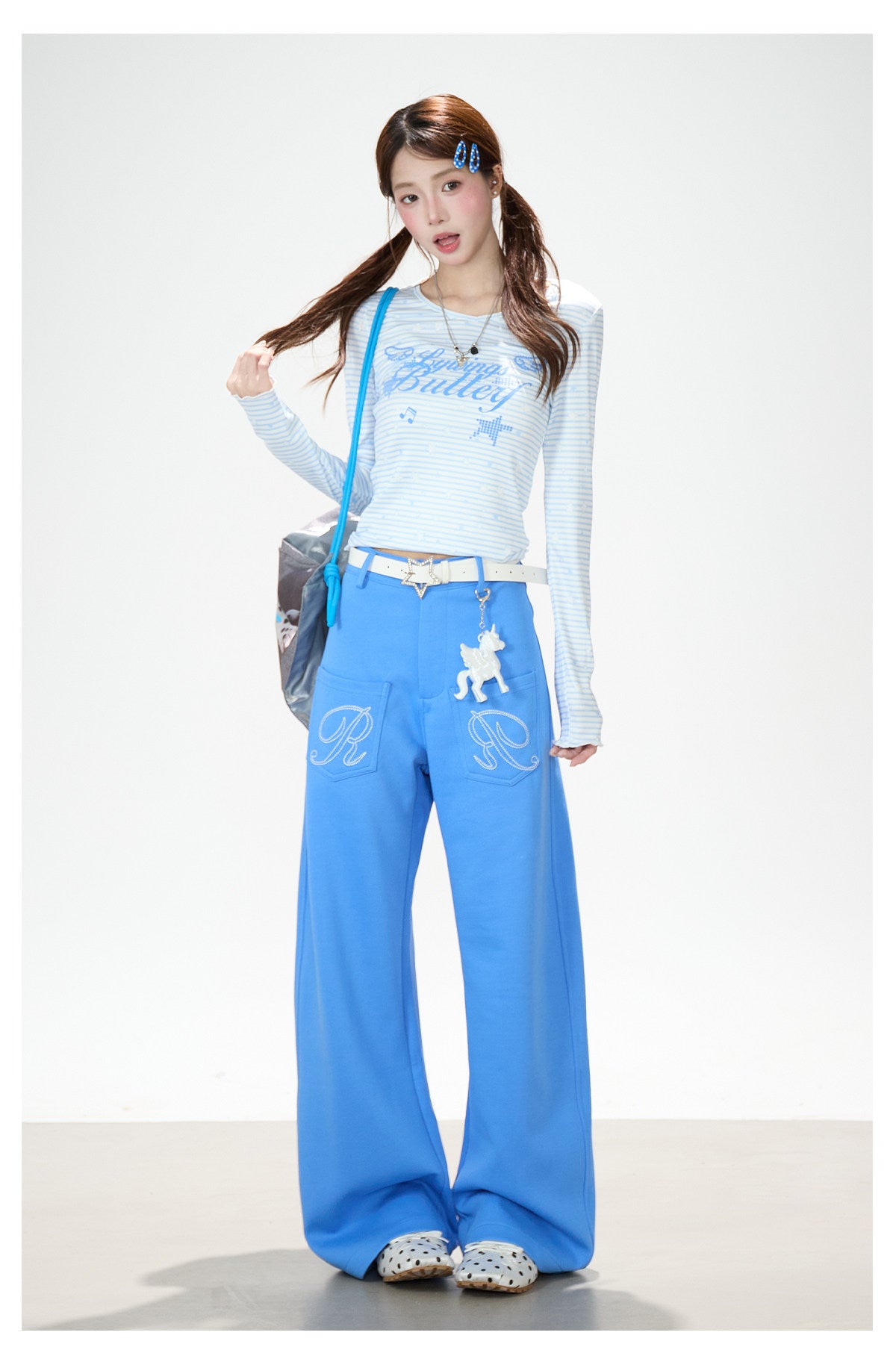 Star Stripe Long Sleeve Top & Utility Wide-Leg Cargo Pants