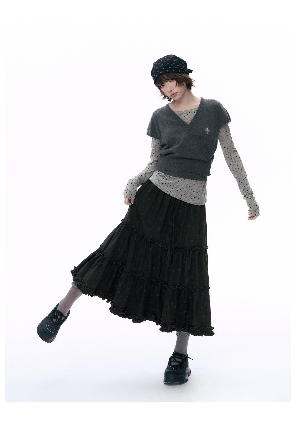 Wool Wrap-Tie V-Neck Knit Top