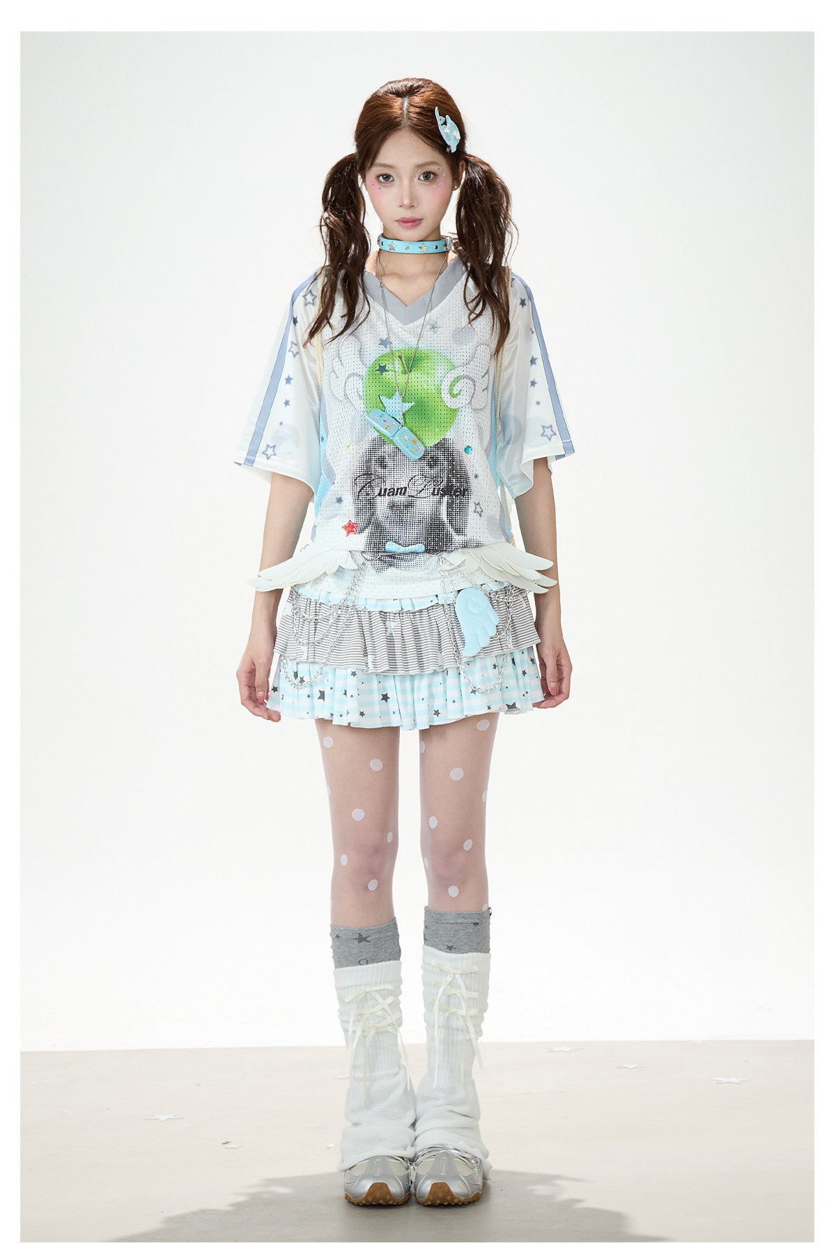 Angel Fruit Mesh Tee & Pink Camo Cargo Shorts