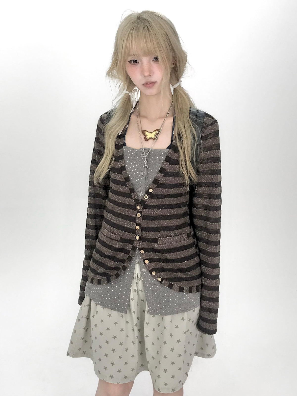 Star Print Drop-Waist A-Line Skirt