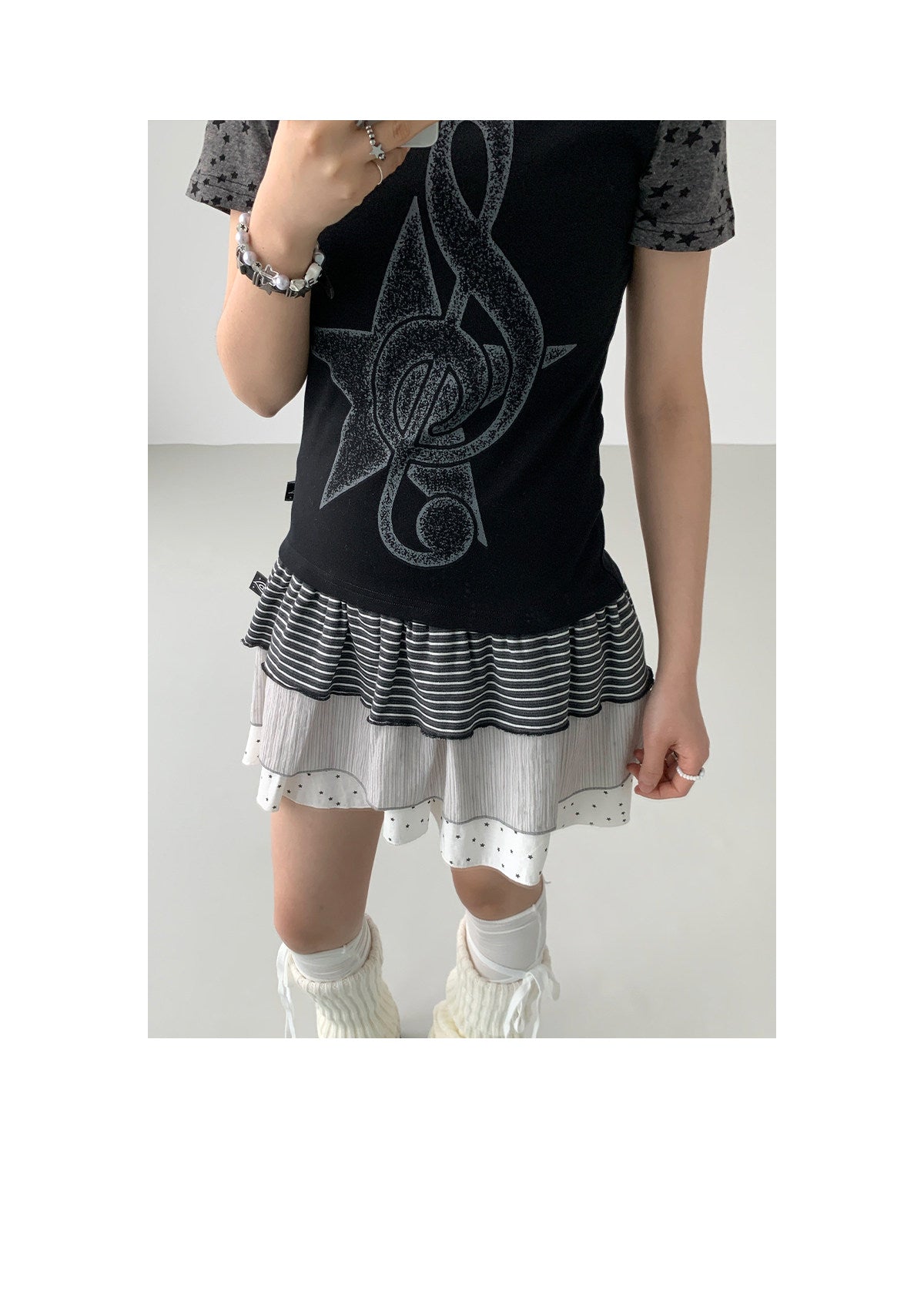 Faded Treble Star-Sleeve Graphic Tee