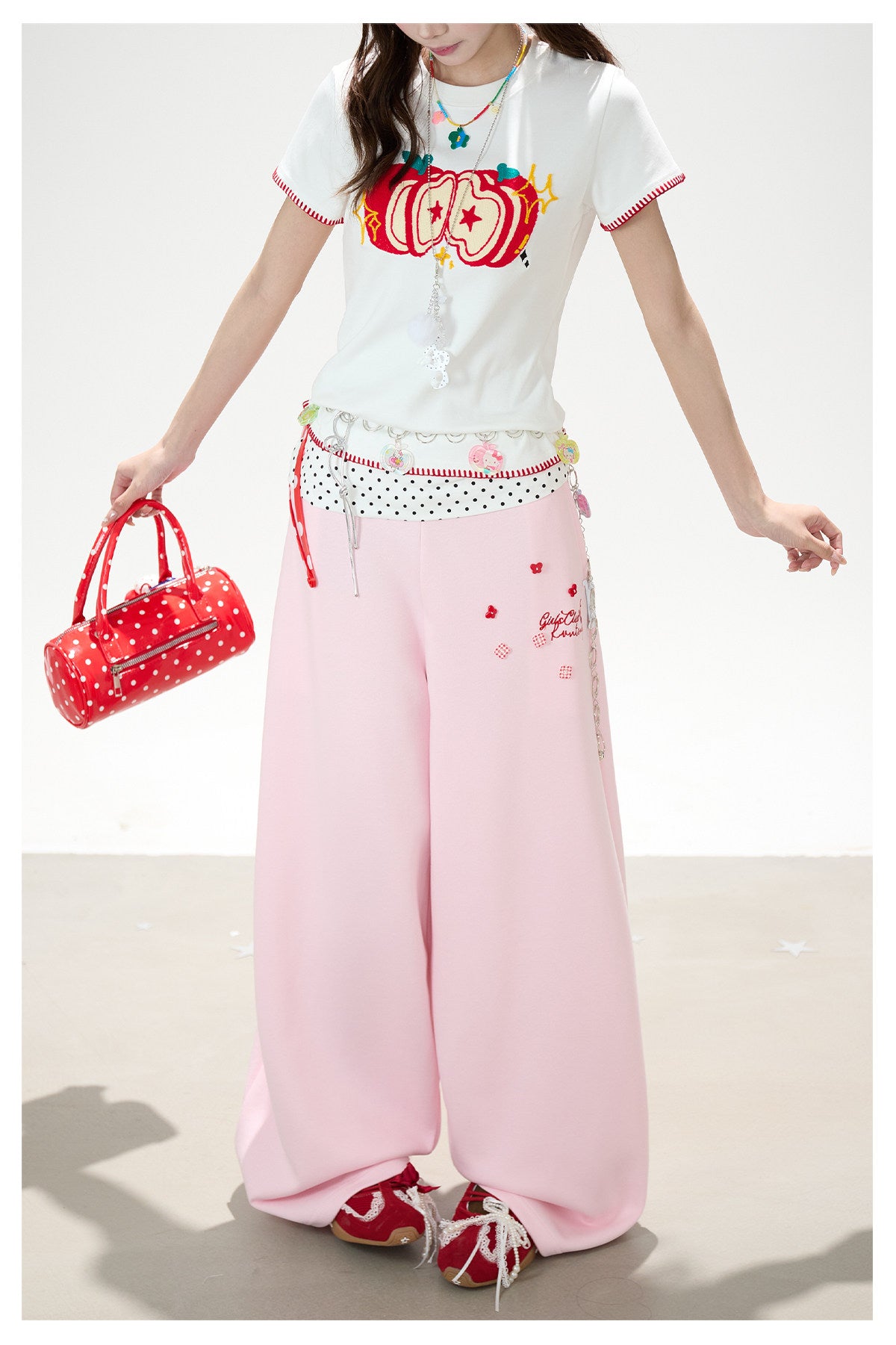 Apple Star Graphic Baby Tee & Denim Bermuda Pants