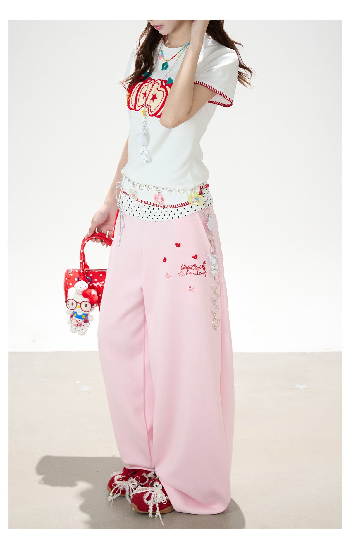 Apple Star Graphic Baby Tee & Denim Bermuda Pants