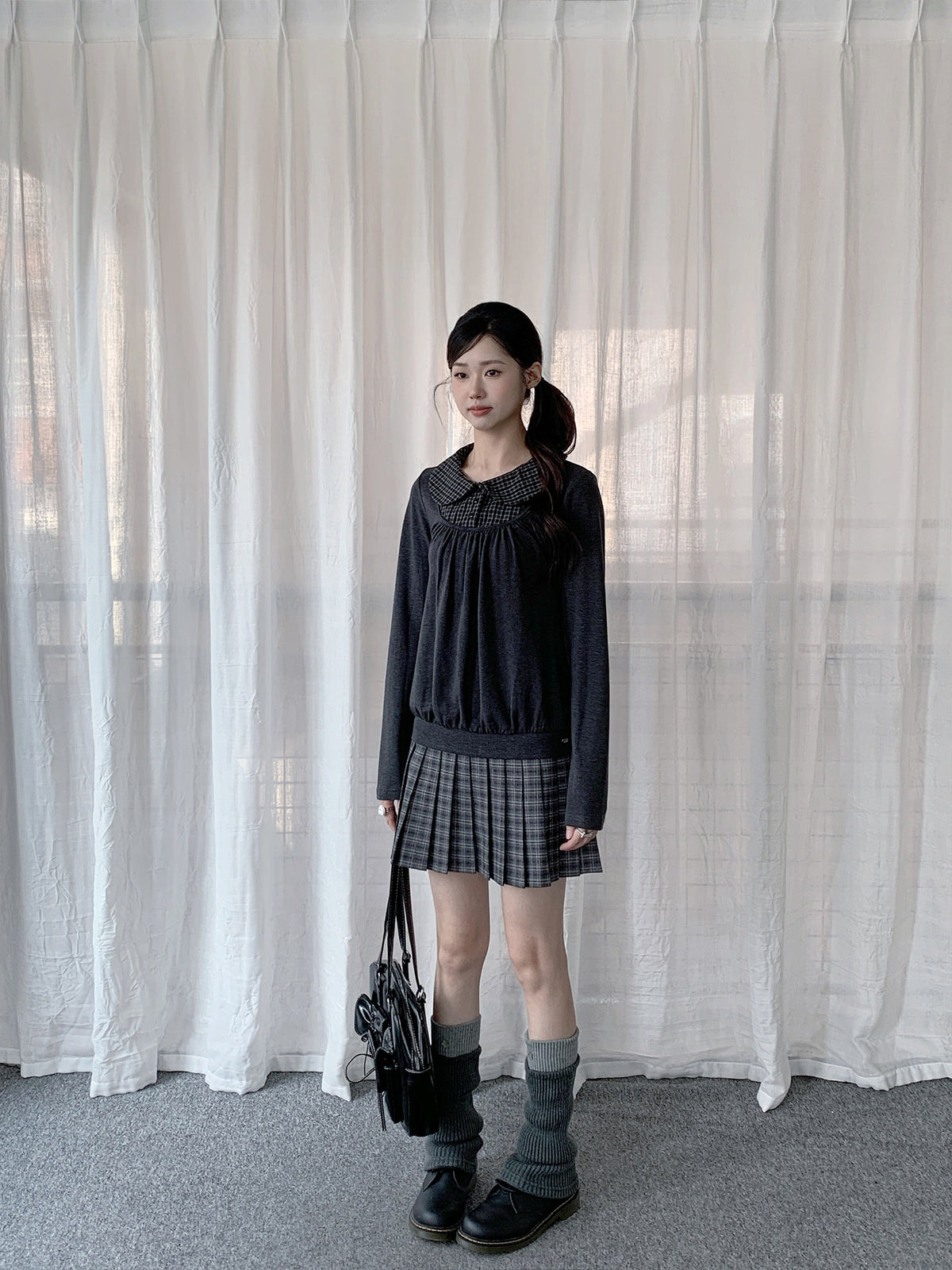 Wrap-Tie Plaid Pleated Mini Skirt