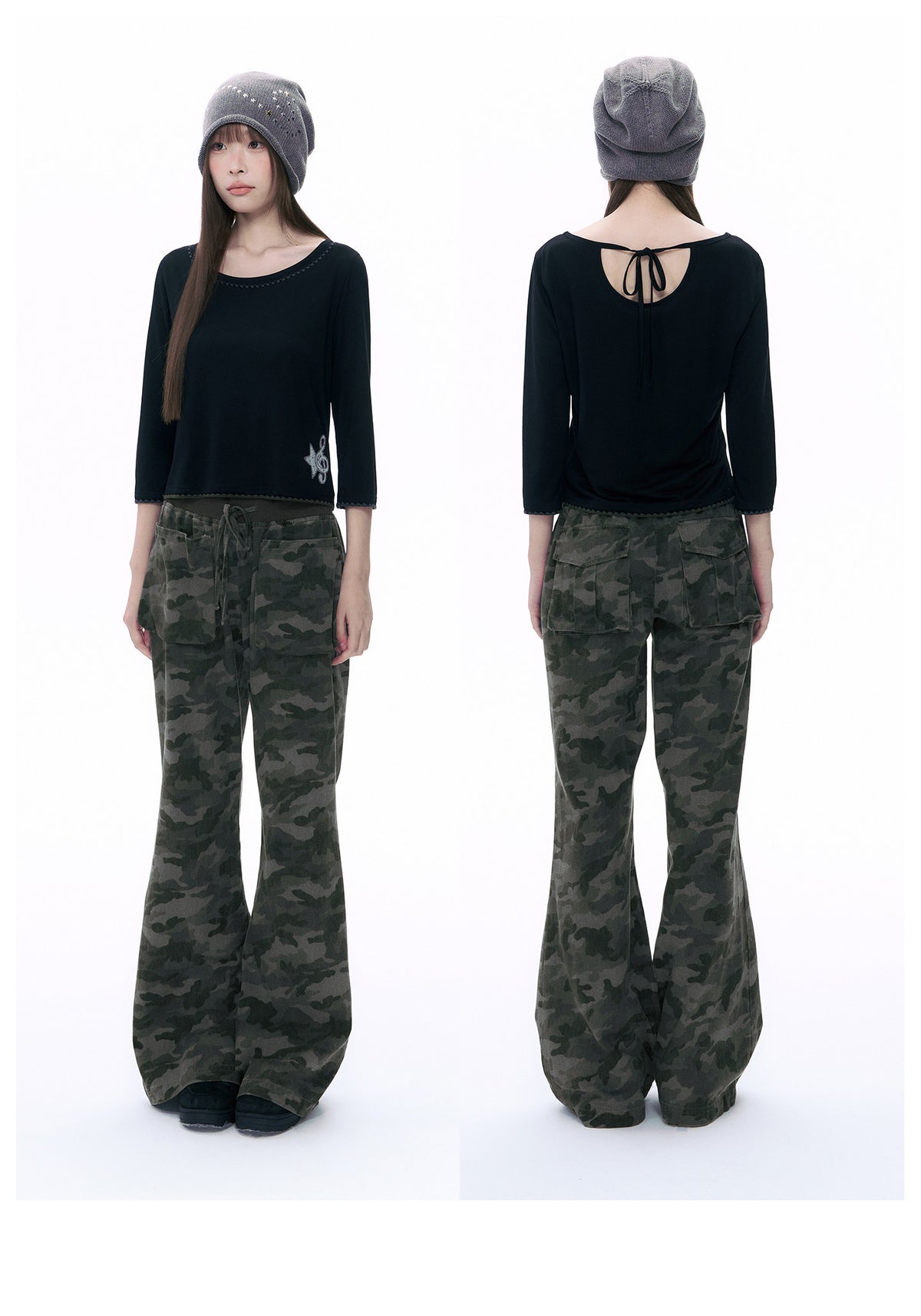 Music Star Back-Tie 3/4 Sleeve Top