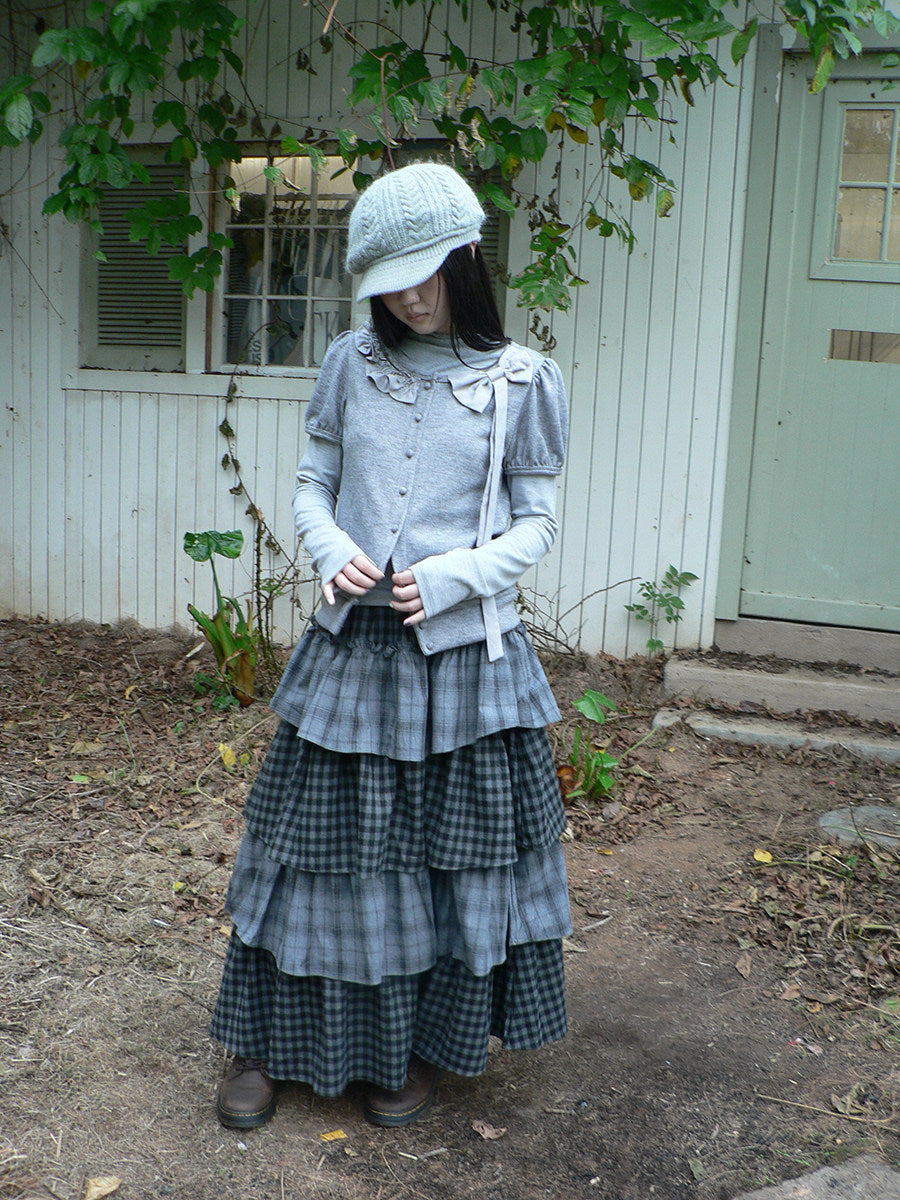 Bow-Detail Knit Cardigan & Long Sleeve Two-Piece Set