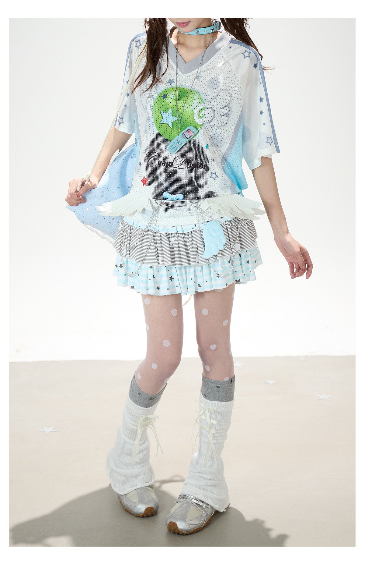 Angel Fruit Mesh Tee & Pink Camo Cargo Shorts