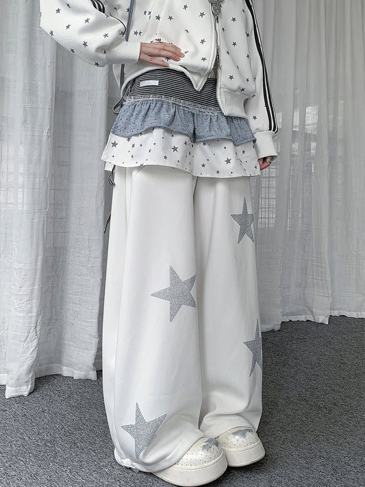 Star Polka Dot Patchwork Wrap Layering Skirt