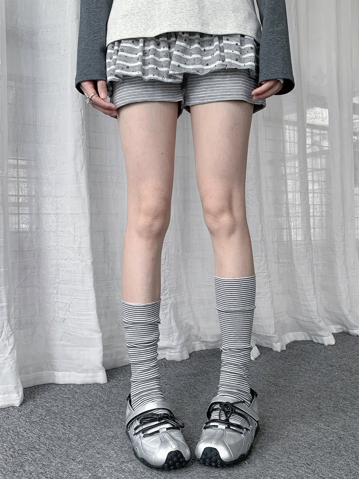 Fine Stripe Slouch Leg Warmers