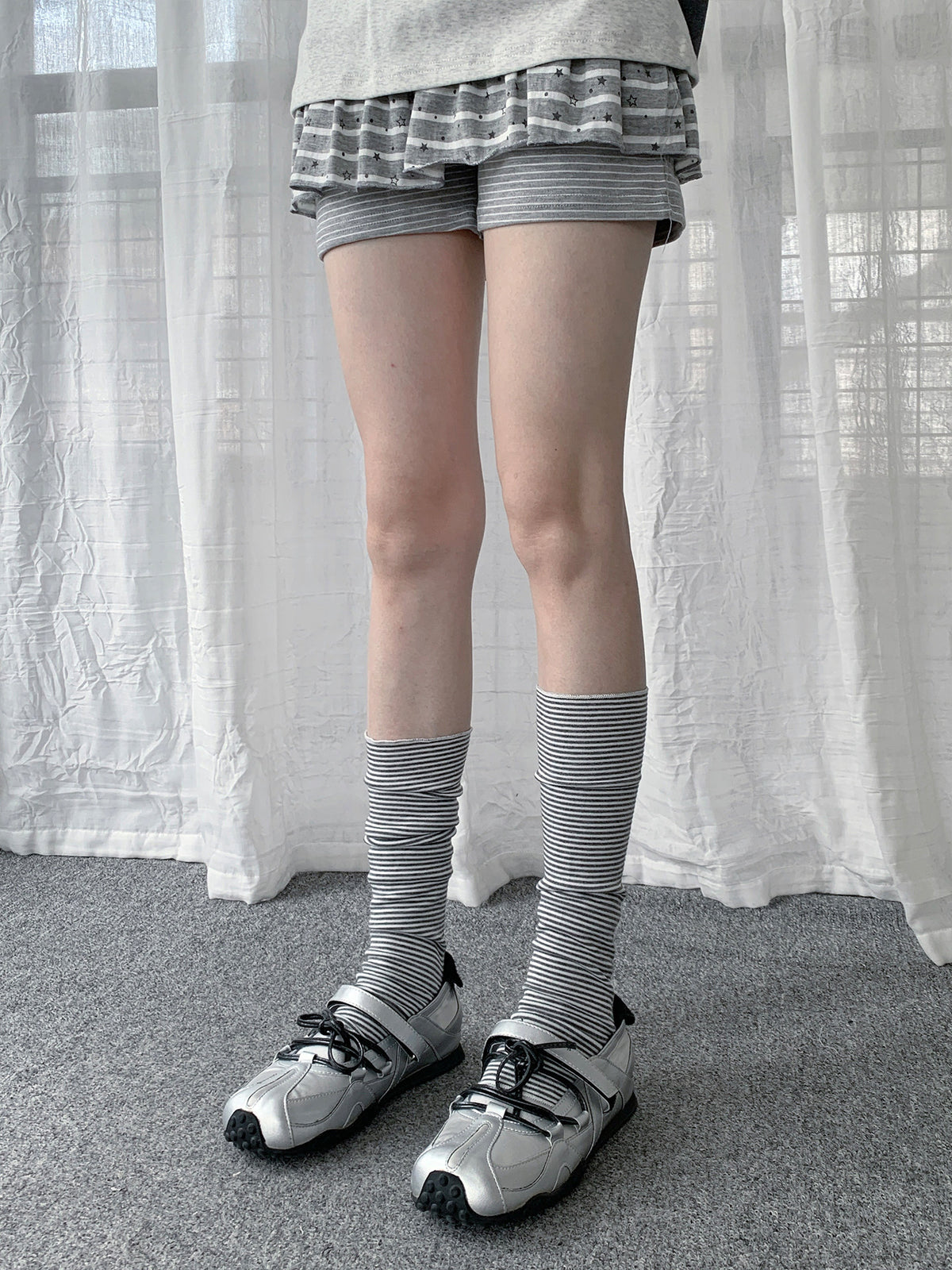 Fine Stripe Slouch Leg Warmers